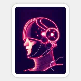 Human face with artificial intelligence. Sticker